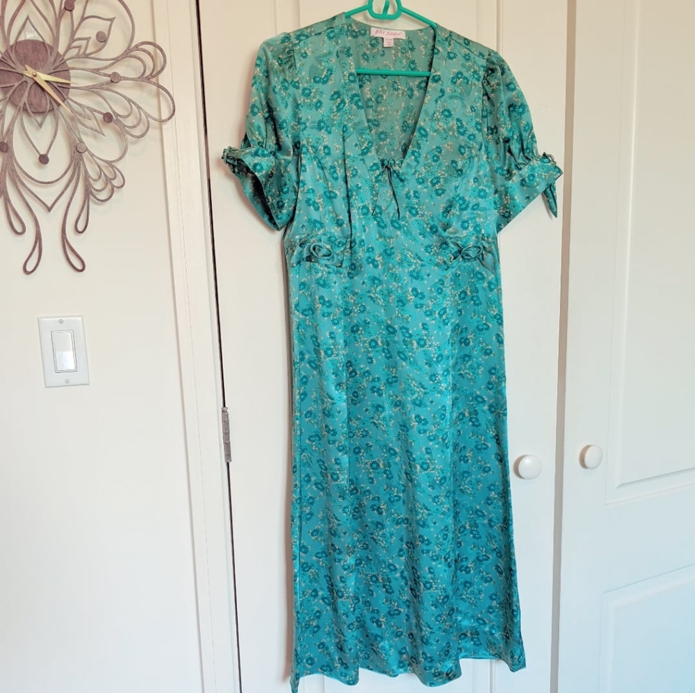 Betsey Johnson Floral Blue Silk Midi Dress